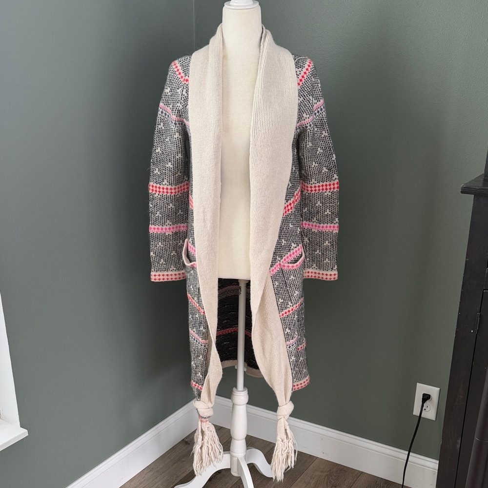 Mara Hoffman Knit Long Open Front Wool Cardigan-Flaw